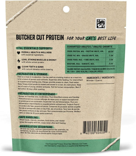 Minnows Cat Treats, 0.5 Oz | Freeze-Dried Raw | Single Ingredient | Grain Free, Gluten Free, Filler Free