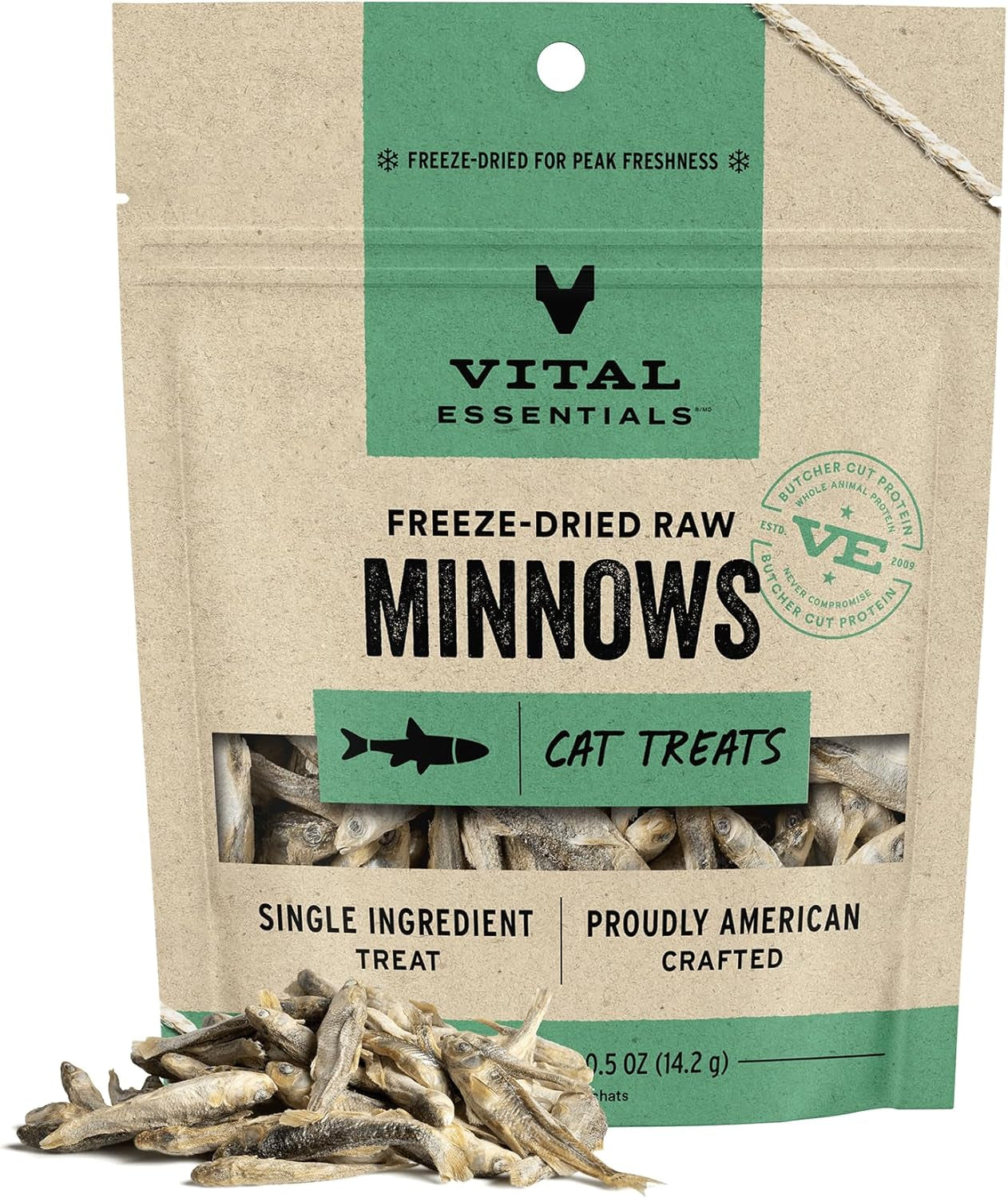 Minnows Cat Treats, 0.5 Oz | Freeze-Dried Raw | Single Ingredient | Grain Free, Gluten Free, Filler Free
