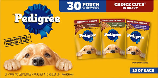 Choice Cuts in Gravy Adult Soft Wet Dog Food 30-Count Variety Pack, 3.5 Oz. Pouches